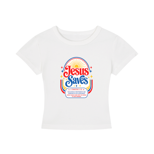 Women's Cropped Jesus Saves T-Shirt