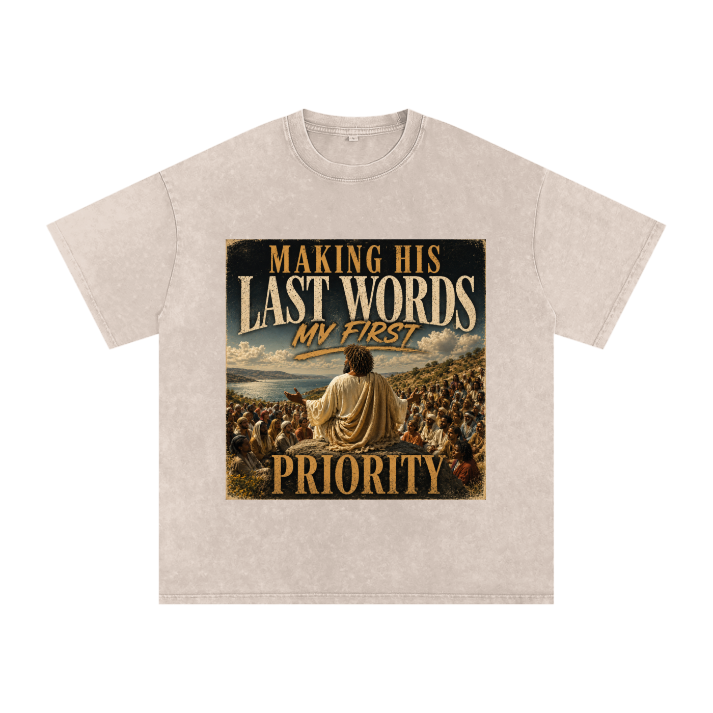 Snow Washed Oversized Cotton T-Shirt
