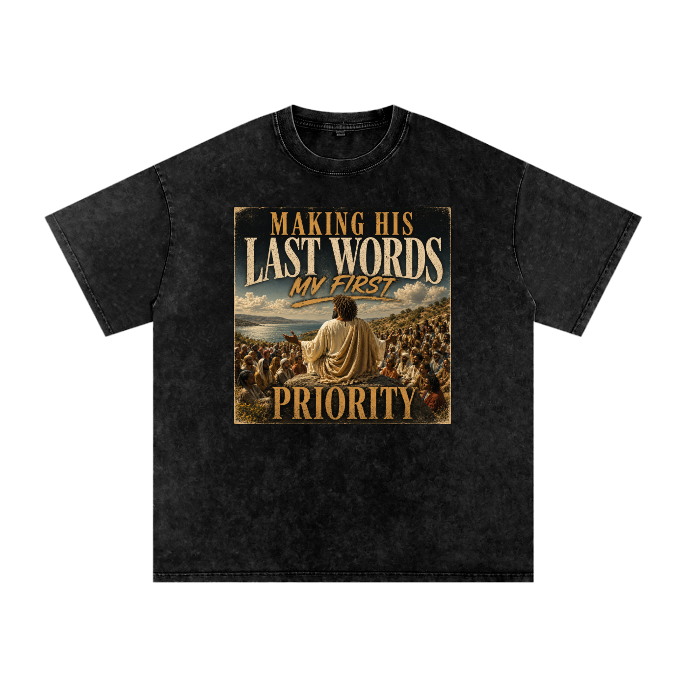 Snow Washed Oversized Cotton T-Shirt